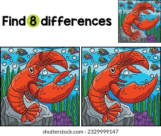 Animales Lobster Encuentran Las Diferencias