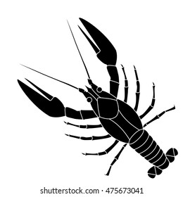 Lobster. Black icon. Vector illustration isolated on white background