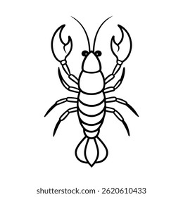 lobster black line art vector on white background