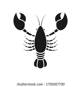 Lobster black silhouette icon. Seafood symbol vector illustration isolated on white background