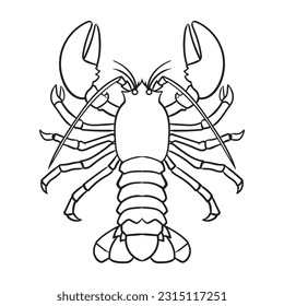 Lobster black and white vector illustration isolated on a white background
