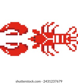 Lobster cartoon icon in pixel style