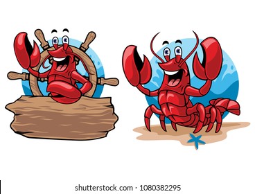 lobster cartoon set