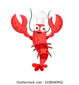 Lobster Chef funny character vector