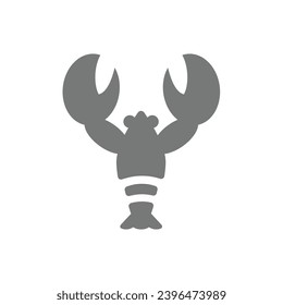 Lobster with claws vector icon. Simple crab symbol.