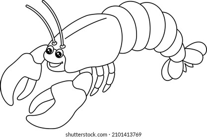 Lobster Coloring Page Isolated for Kids