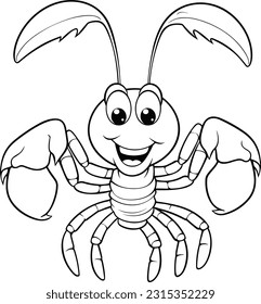 Lobster, colouring book for kids, vector illustration