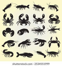  Lobster and Crab Silhouettes design.