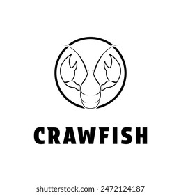 lobster crawfish logo design vector outline style