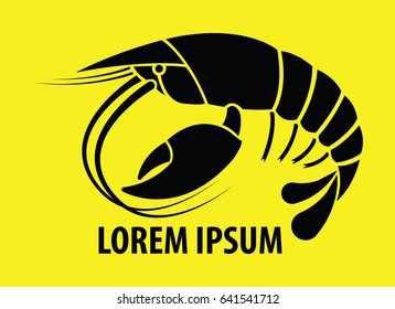 Lobster, crayfish, cancer icon on yellow Background. Vector illustration. Logo, graphics.