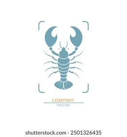 Lobster or crayfish emblem. Seafood shop logo, signboard, restaurant menu, fish market, banner, poster design template. Fresh seafood or shellfish product.