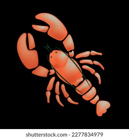 Lobster or crayfish icon. Seafood shop logo, signboard, restaurant menu, fish market, banner, poster design template. Fresh seafood or shellfish product. Trendy Vector illustration. Flat design