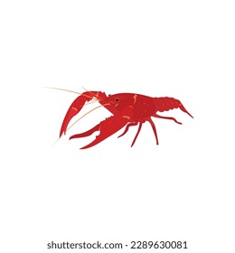 Lobster or crayfish illustration on white background. Seafood shop logo, signboard, restaurant menu, fish market, banner, poster design template. Cute cartoon illustration