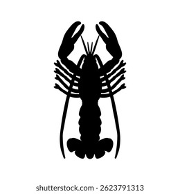 lobster or crayfish silhouette vector illustration. Seafood silhouette. Isolated seafood on white background
