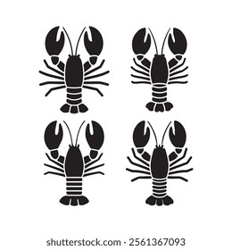 Lobster delicacy set icon silhouette