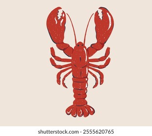 Lobster design. Fish vintage artwork. Lobster fish artwork for t shirt print, poster, sticker and other uses.