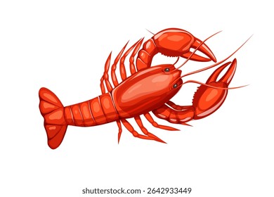 design de lagosta isolado no fundo branco.delicioso e fresco conceito de frutos do mar clip arte modelo vetor ilustração.	
