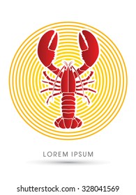 Lobster ,designed on circle line graphic vector.