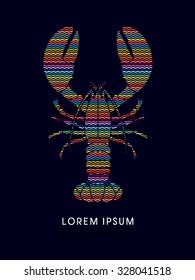 Lobster ,designed using colorful line wave graphic vector.