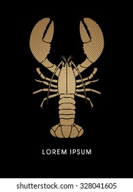 Lobster ,designed using gold circle line graphic vector.