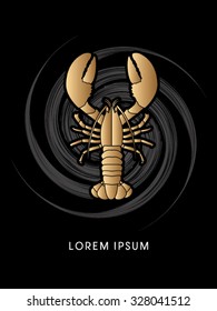 Lobster ,designed using gold color on spin circle graphic vector.