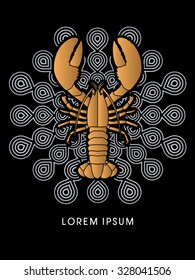 Lobster ,designed using gold on fireworks graphic vector.