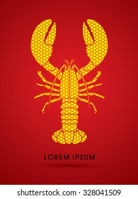 Lobster ,designed using hexagons graphic vector.