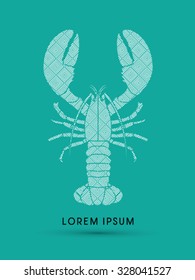 Lobster ,designed using line square pattern graphic vector.