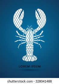 Lobster ,designed using square geometric pattern graphic vector.