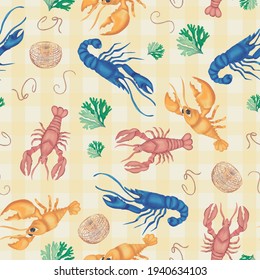 Lobster dinner table vector repeat pattern