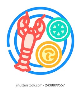 lobster dish sea cuisine color icon vector. lobster dish sea cuisine sign. isolated symbol illustration