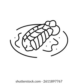 lobster dish sea cuisine line icon vector. lobster dish sea cuisine sign. isolated contour symbol black illustration