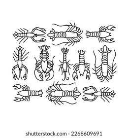 lobster doodle art handrawn illustrations vector