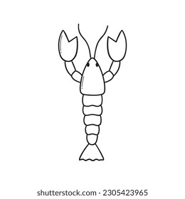 Lobster doodle. Healthy seafood in sketch style. Hand drawn vector illustration isolated on white background