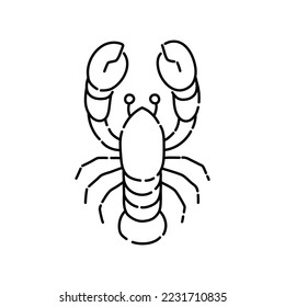 Lobster doodle icon. Hand drawn black sketch. Vector Illustration.