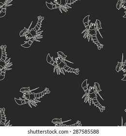 Lobster doodle seamless pattern background