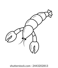 Lobster doodle style icon. Vector illustration of river and marine life. Isolated on white delicacies seafood.