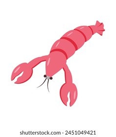 Lobster doodle style icon. Vector illustration of river and marine life. Isolated on white delicacies seafood.