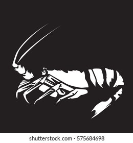 Lobster emblem vector illustration isolated on white background. Fresh seafood icon of shrimp