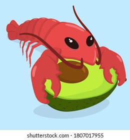 a lobster embraces an avocado, an illustration shows a delicious combination of foods