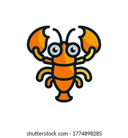 Lobster filled outline icons. Vector illustration. Editable stroke. Isolated icon suitable for web, infographics, interface and apps.