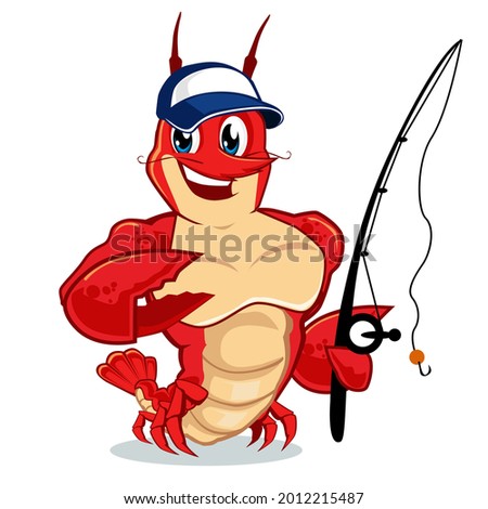 lobster fishing mascot cartoon in vector Stock foto © 