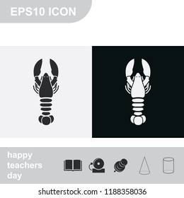 Lobster flat black and white vector icon.