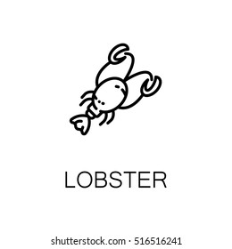 Lobster flat icon. Single high quality outline symbol of seafood for web design or mobile app. Thin line signs of lobster for design logo, visit card, etc. Outline pictogram of lobster
