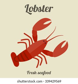 Lobster flat illustration. Banner of fresh seafood.