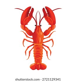 Lobster. Flat vector clipart, illustration with isolated background.