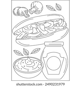 lobster food dish coloring book page for kids or grown adults coloring book mindful relaxation activity