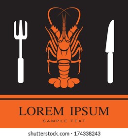 Lobster, Fork and Knife icon, restaurant sign