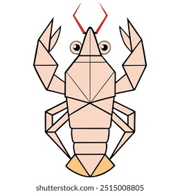 Lobster in geometric shapes on white   