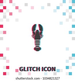 Lobster  glitch effect vector icon.